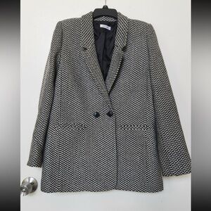 Anine Bing black and white wool blend blazer jacket size L